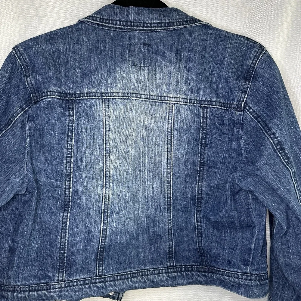 Highway Jeans Youth L Cropped Denim Jacket Blue Distressed Rocker Style - Picture 10 of 13
